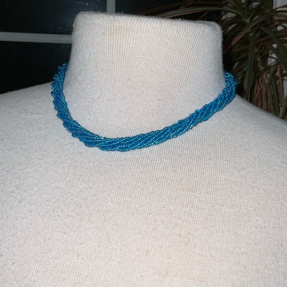 Vintage Blue Seed Pearl Beaded 4 necklaces